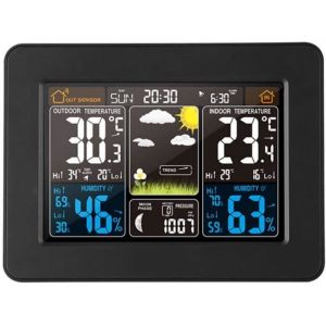 Station m&eacute;t&eacute;o sans Fil Capteur int&eacute;rieur ext&eacute;rieur Pr&eacute;visions Surveillance de lhorloge num&eacute;rique USB avec barom&egrave;tre dhumidit&eacute; 258