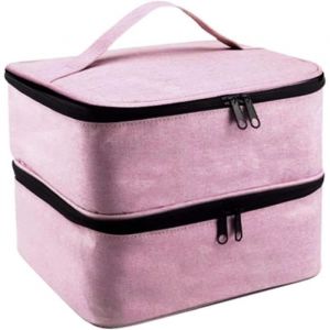 Étui Organisateur de Vernis à Ongles 30 Bouteilles Boîte de Sac de Rangement de séchoir à Ongles  (Rose)