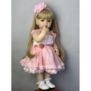 Poupée Bébé  Réborn 55cm - Bébé Fille Blonde  -  Cadeau de Noël - Fille - Accessoires Inclus (Biberon Tétine)