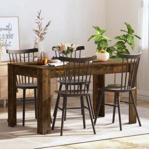 Prix bas - Meuble séjour cuisine-Table à manger Seule - chêne fumé 140x745x76 cm bois dingénierie （638248055743)