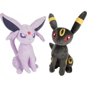 Lot de 2 peluches Pokémon 8 Mentali et Noctali - Jouet en peluche Eevee Evolution - Cadeau idéal pour les enfants les garçons