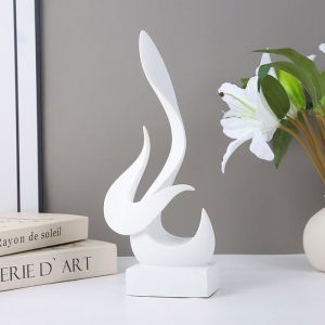 Sculpture D&eacute;corative Moderne Art Flamme Blanc Statue Design pour D&eacute;coration Int&eacute;rieure Salon Chambre et Bureau