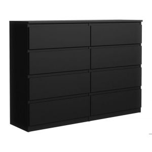 MebLocker Commode à 8 tiroirs 120cm pour salon bureau chambre denfant/adolescent moderne pour rangement organisé noire