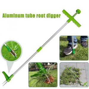 Sarcloir D&eacute;sherbeur manuel dextracteur de mauvaise herbe en acier inoxydable avec 3 griffes de haute r&eacute;sistance et Tron&ccedil;onneuse