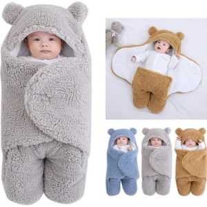 Couverture à capuche pour nouveau-né - Marque - Modèle - Polaire chaude - Jambes en tricot