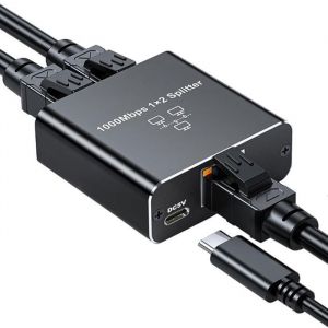 Switch RJ45 2 Ports 1000Mbps Splitter RJ45 Ethernet Splitter1 to 2 Gigabit Network Splitter pour Téléviseurs PCsOrdinateurs