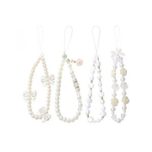 Lot de 4 Dragonne de Téléphone en Perles Bijoux De Telephone Chaine Telephone Portable Chaine De Telephone Dragonne de Télép
