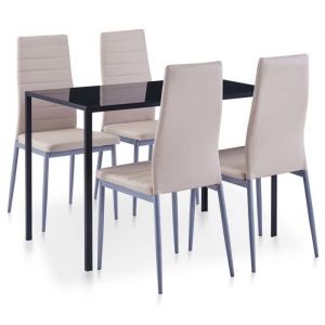 SALE 2025Ensemble de salle à manger 5 pcs - Table et 4 Chaises de Repas - Cappuccino3305 Kg 8776