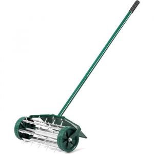 RELAX4LIFE Scarificateur Manuel Largueur 46 cm Protection Anti-éclaboussures Rouleau Aérateur de Pelouse Tambour à Pointes