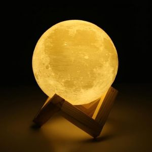 Lampe de Chevet - Lampe de Lune - 3D Rechargeable - Tactile - LED - 15CM Blanc