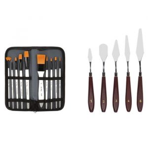 Ensemble de pinceaux - Artiste - 10 pi&egrave;ces - Aquarelle - Huile - Acrylique