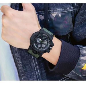 Montre Enfant Gar&ccedil;on Digital-analogique pour 6-15 Ans avec r&eacute;veil/chronom&egrave;tre/lumi&egrave;re LED - Vert