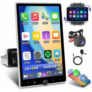2G+64G Autoradio Android 1 Din Carplay Sans Fil Avec Écran Rotatif De 104 PoucesAutoradio Bluetooth Radio Rds FmWifi Gps Android
