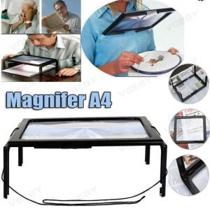 A4 Pleine Page Grandes Mains Libres Lumière Magnifier LED Loupe pour la Lecture - Loupe pleine page sur pied