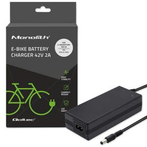 Chargeur de batterie pour v&eacute;lo &eacute;lectrique Qoltec 50760 36 V 42 V 2 A 55 x 21