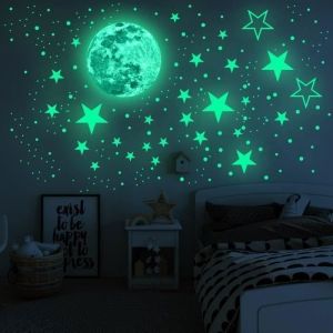 toiles phosphorescentes - Stickers muraux - 174 Pcs Lune et Etoiles autocollant fluorescent - pour Enfants Plafond Fluores STICKERS