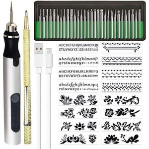 Mini Stylo Graveur Sans Fil Rechargeable Kit DOutils de Gravure Bricolage pour MéTal Verre CéRamique Plastique Bois Bijoux