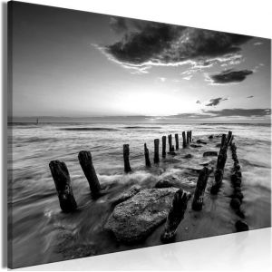 Toile noir et blanc Mer 60x40cm x 1 Pièce - Tableau Décoration Cadre en Bois Salon Peinture sur Toile Peut être accroché