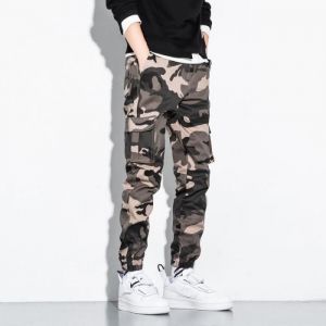 Pantalon Cargo Homme - INSFITY - Camouflage Taille Elastique - Multi-poches Coton &Eacute;lastique Cheville