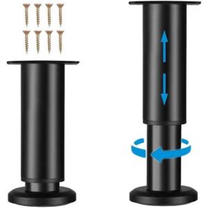 Pieds de meubles r&eacute;glables en m&eacute;tal lot de 4 pour canap&eacute; lit table hauteur ajustable de 18 &agrave; 30 cm. PIED DE MEUBLE