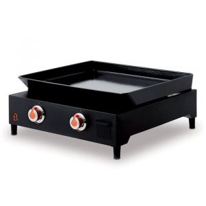 Plancha au gaz Saverio Acier 2 Feux - BRASERO - Plaque en fonte 60 x 52 cm - Fabrication Fran&ccedil;aise - Noir