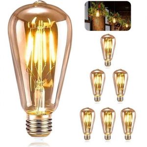 Ampoule LED E27 Vintage - AUDBURN - 4W - Jaune Chaud - 6 Pi&egrave;ces - D&eacute;coration Int&eacute;rieure
