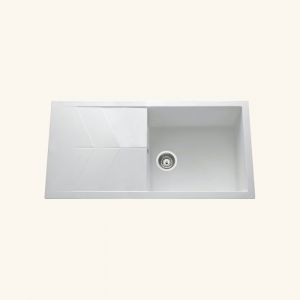 Évier granit blanc Ewi NOVA 1 grand bac 1 égouttoir