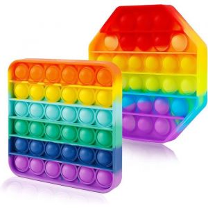 Lot de 2 Pop Bubble Push Fidget Fidget S It Its Pack Fidgets Packs danxi&eacute;t&eacute; Jeu pour enfants pas cher Autisme Arc-en-ciel Sensori