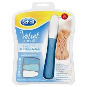 Système de soin des ongles - Scholl - Velvet Smooth - Manucure/Pédicure - 3 têtes de ponçage - Sans fil