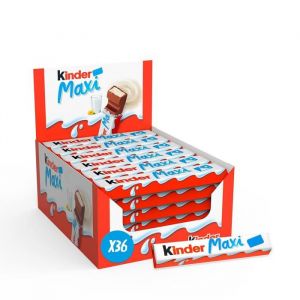 Kinder Maxi - Barre Chocolatée au Cœur de Lait fondant Enrobé de Chocolat - Format Familial - 36 x 1 Barre (21g)
