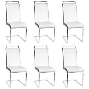 Lot de 6 Tabouret de Cuisine Chaise Capitonnée Avec Dossier Pour Salle à manger (Blanc et noir) - Contemporain - L 44 x P 46 cm