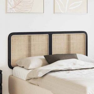 Moderne T&ecirc;te de lit - Armoire T&ecirc;te de Lit Design contemporain - avec t&ecirc;te de lit Noir 140x55x3cm Rotin @FR3494831