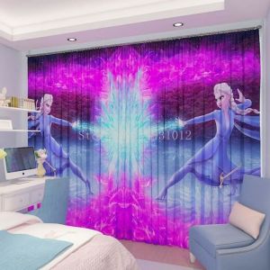 DCL-1915 Rideaux occultants de la reine des neiges pour chambre denfantsuniques et personnalis&eacute;spour chambre de filles et salon
