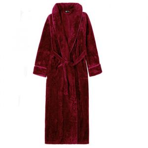 Peignoir Homme avec Capuche Coton Velours Chaud- Robe de Chambre Homme Peignoir de Bain Homme Eponge Ultra Doux- Vin rouge M