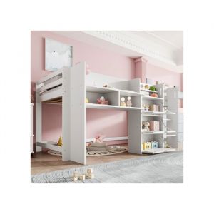 O.Ye Lit mezzanine enfant 90x200 cm forme maison rangements multiples espace d&eacute;tente sous le lit sans matelas mu LIT MEZZANINE