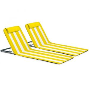 Lot de 2 clic clac des plages en textilène bleu - Oviala