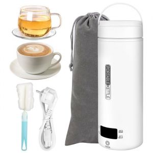 Mini Bouilloire Electrique de Voyage 500 ml 3 en 1 Bouilloire Portable - 4 temp&eacute;ratures r&eacute;glables pour Th&eacute; Caf&eacute; Lait Camping Voyage