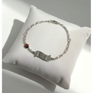 Gourmette - Enfant/B&eacute;b&eacute; - Porte-Bonheur &ndash; Coccinelle - Argent 925/1000 - Massif - 14 cm - Plaque Parchemin