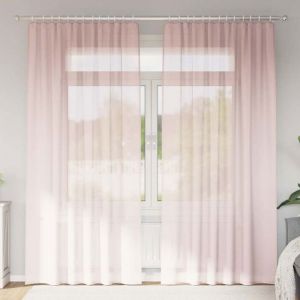 Voilage VIDAXL 2 pi&egrave;ces 140 x 245 cm rose clair - passe-tringles