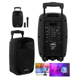 SONO PORTABLE 8’’ PRO PARTY KARAOKE BLUETOOTH USB FM MSD + MICRO-MAIN SANS FIL + TELECOMMANDE MEGABASS TWS + JEUX DE LUMIERE PACK