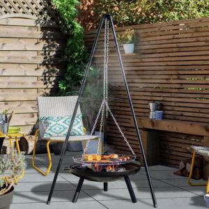 BBQ Barbecue Brasero Suspendu HK-888 avec Trépied et Grille