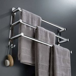 Porte-serviettes extensible 50-90 cm en acier inoxydable sans perçage porte-serviettes étagère murale adaptée pour salle de bain c