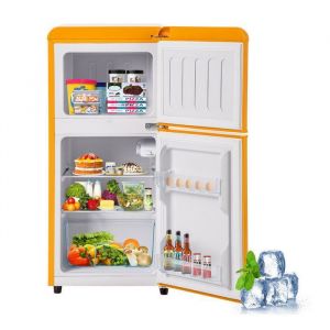 R&eacute;frig&eacute;rateur cong&eacute;lateur 60 litres 38L+22L Frigo &agrave; double porte 102 kWh/an -27&deg;C ∽ 13&deg;C r&eacute;frig&eacute;rateur avec &eacute;clairage LEDjaune