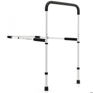 Barri&egrave;re de Lit Adulte - RELAX4LIFE - R&eacute;glable en Hauteur et Longueur - Poign&eacute;e Douce Rembourr&eacute;e - Patins de Pied Antid&eacute;rapants