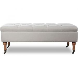 Banquette coffre capitonnée Philippine tissu beige