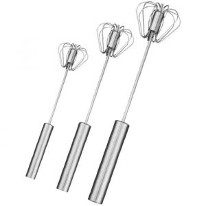Fouet Manuel Semi-automatique En Acier Inoxydable3 pcs Batteur à Oeufs Rotatif Semi-automatique，Fournitures de Cuisine