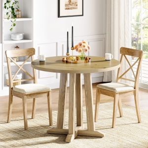 Table &agrave; Manger RondeLittle Tree80 cm Table de Cuisine avec Plateau et Pieds en Bois Pour 2 &agrave; 4 PersonnesCh&ecirc;ne