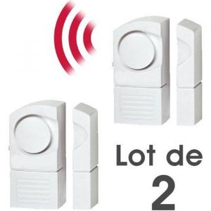 SHOP-STORY - Lot de 2 D&eacute;tecteur Alarme d&rsquo;Ouverture Sans Fil de Porte Fen&ecirc;tre Garage Baie Vitr&eacute;e Velux etc