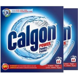 Calgon Poudre Anticalcaire Nettoyant Lave-Linge 3en1, 60 Lavages, Lot de 2