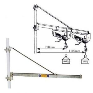 Potence télescopique articulée pour palan de charge - Marque - Modèle - Capacité 250 Kg - Longueur 1100 mm